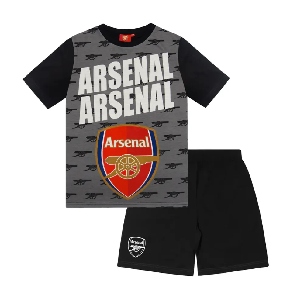 Arsenal Official FC Kids Shorts Pyjamas Black