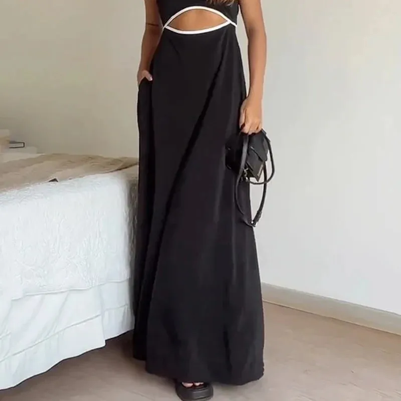 Black Party Maxi Dress with Unique Cut-Outs