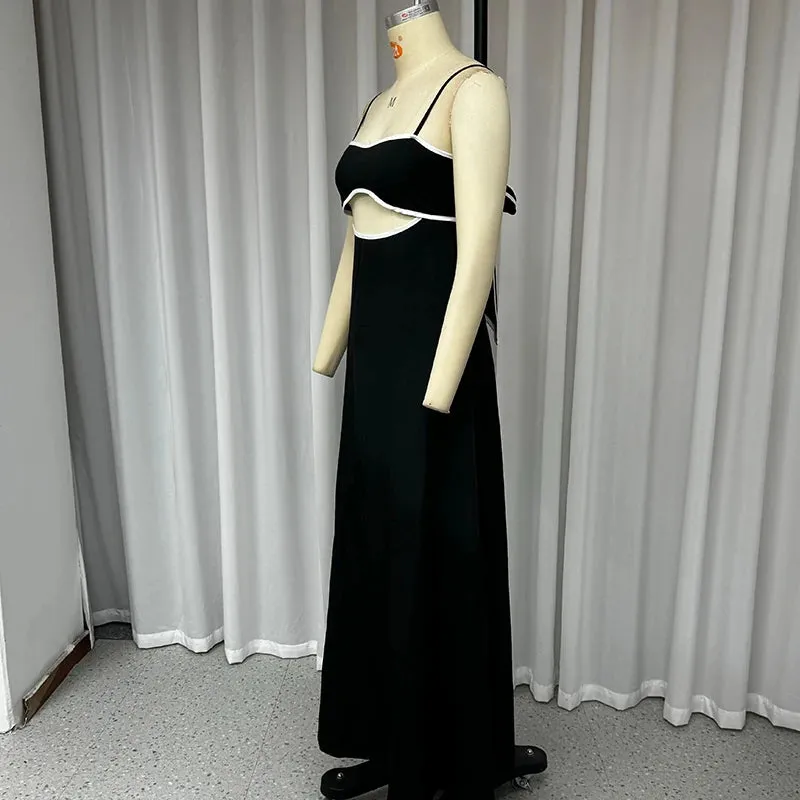 Black Party Maxi Dress with Unique Cut-Outs