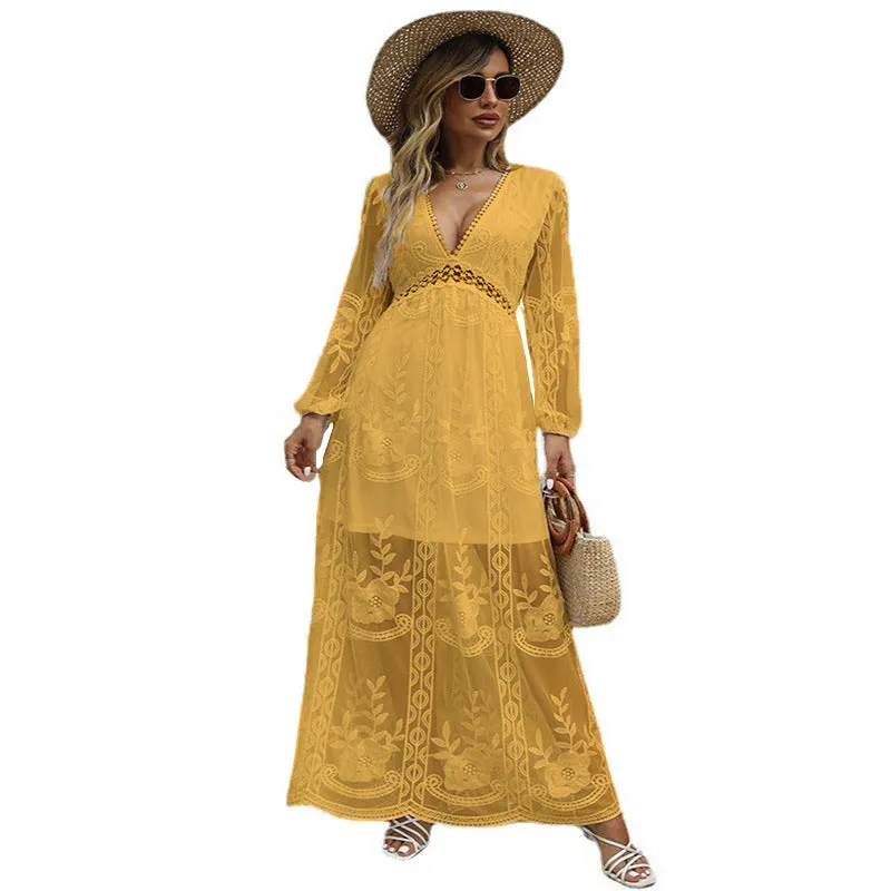 Bohemian Style Lace Patchwork Maxi Dress