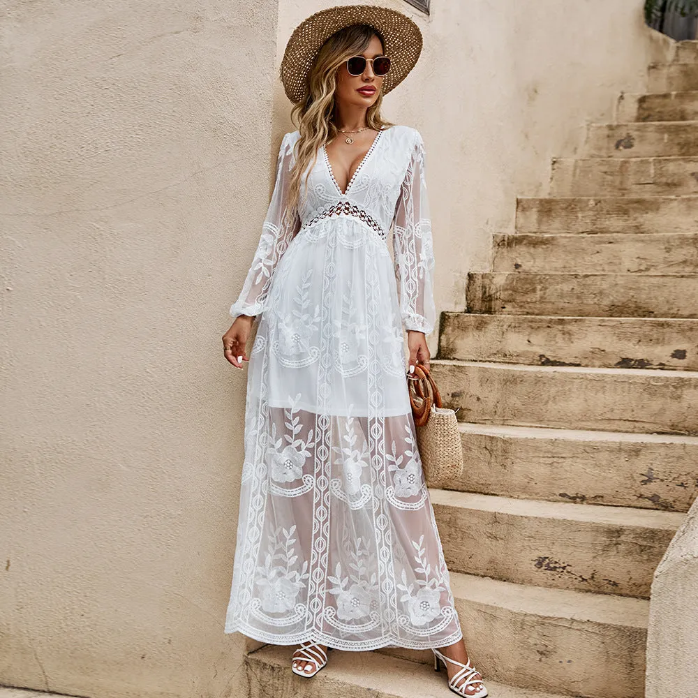 Bohemian Style Lace Patchwork Maxi Dress