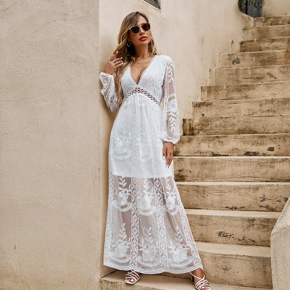 Bohemian Style Lace Patchwork Maxi Dress