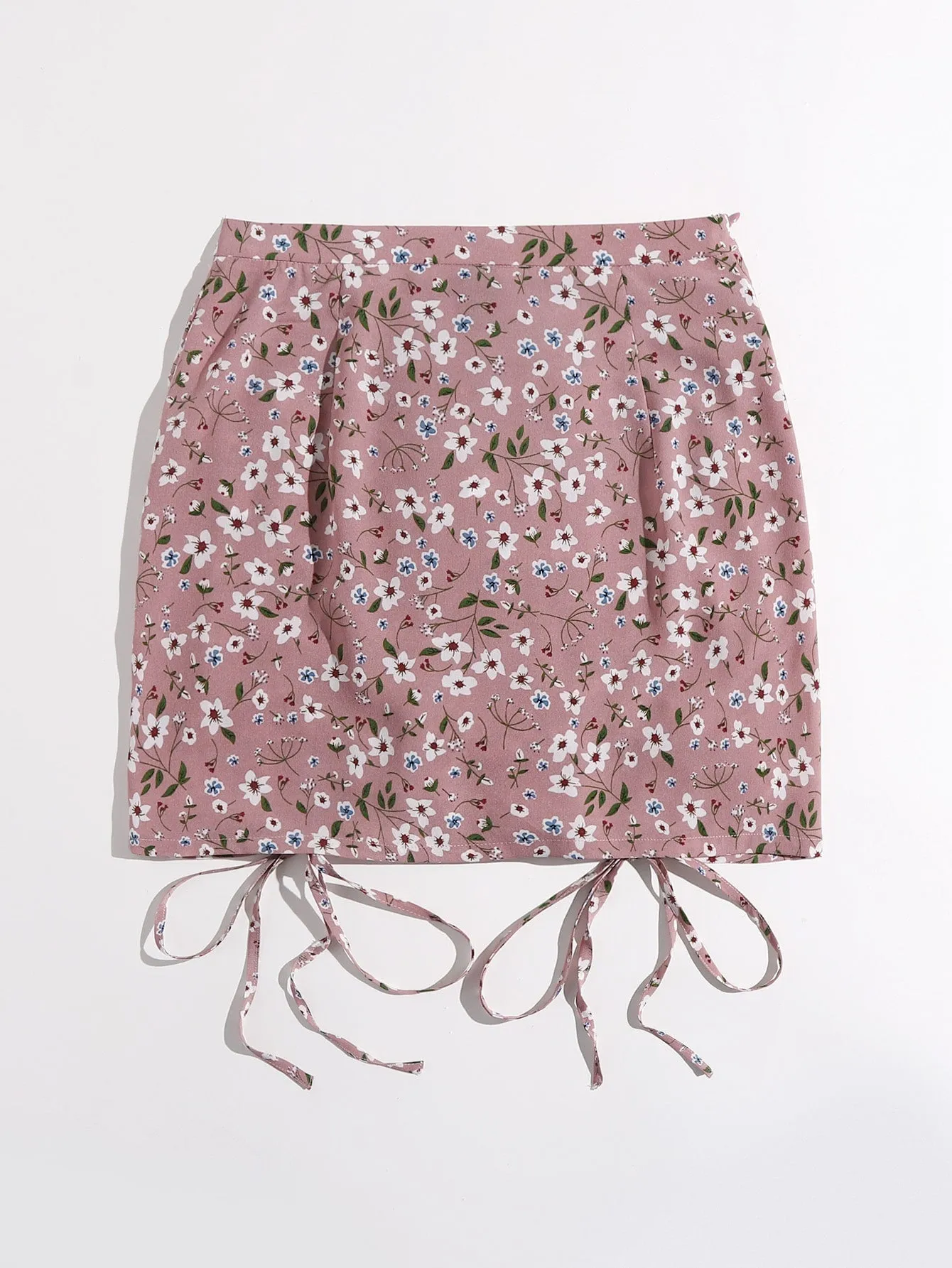 Boho Ditsy Floral Zipper Natural Mini Women Skirt