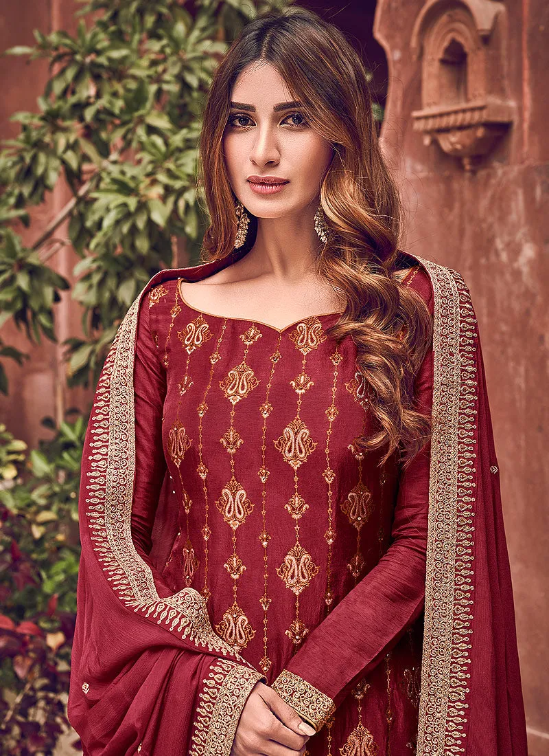 Bridal Red Designer Palazzo Suit