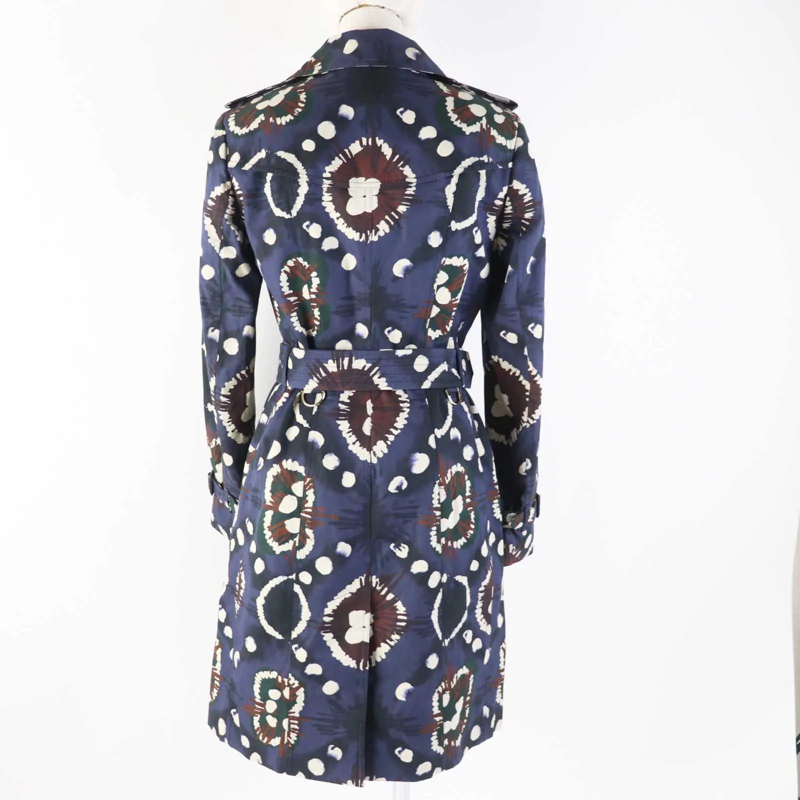 Burberry Floral Trench Coat Navy Blue 38 Women