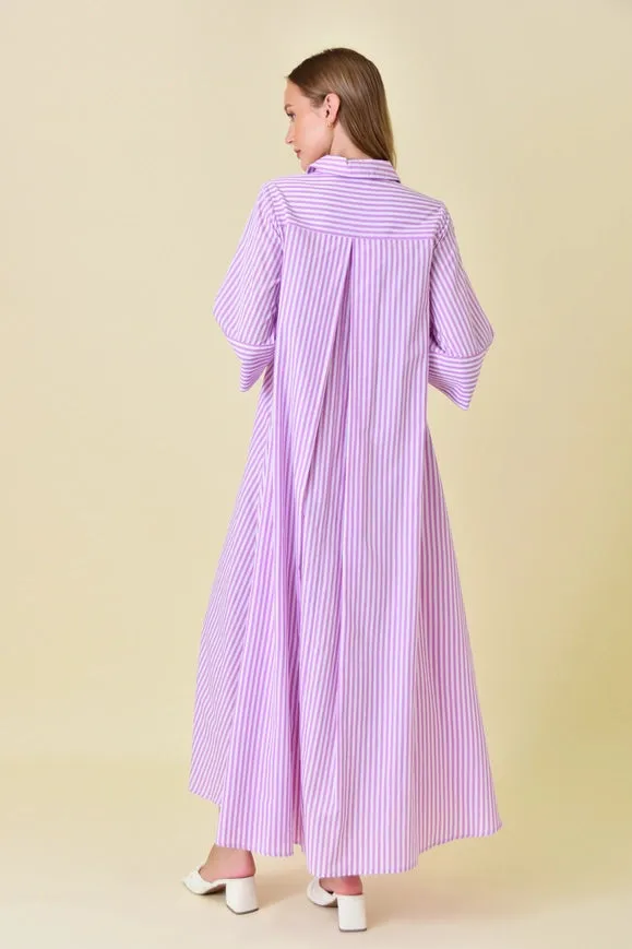 Business Casual Loose Fit Striped Maxi Shirt DRESS