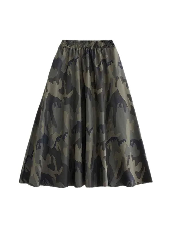 Camouflage Elasticity Printed Loose Skirts Bottoms