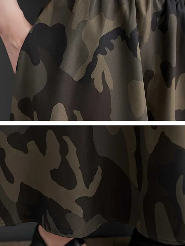 Camouflage Elasticity Printed Loose Skirts Bottoms