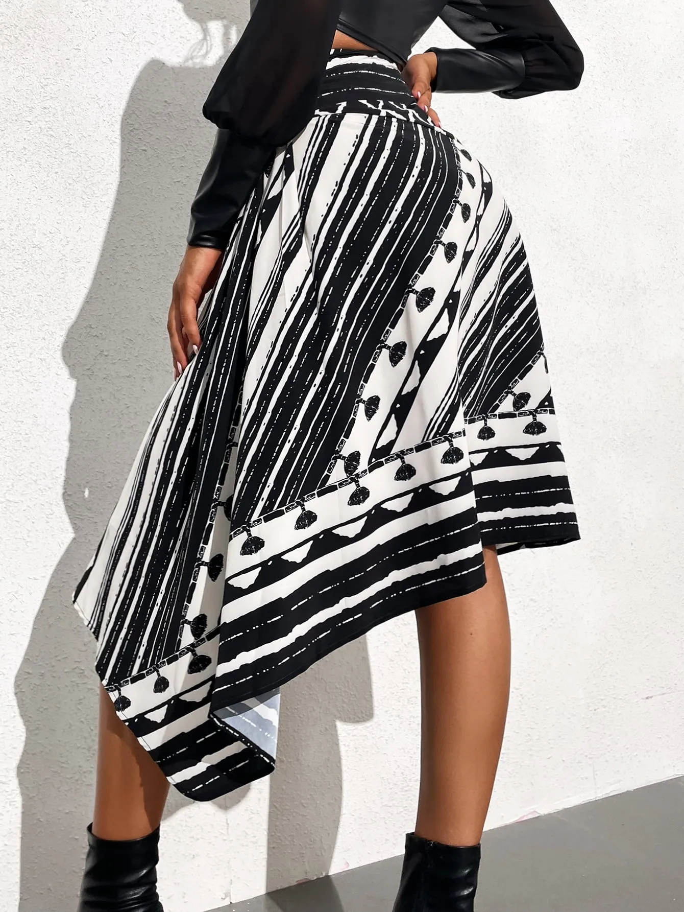 Casual Striped High Waist Long Women Skirt