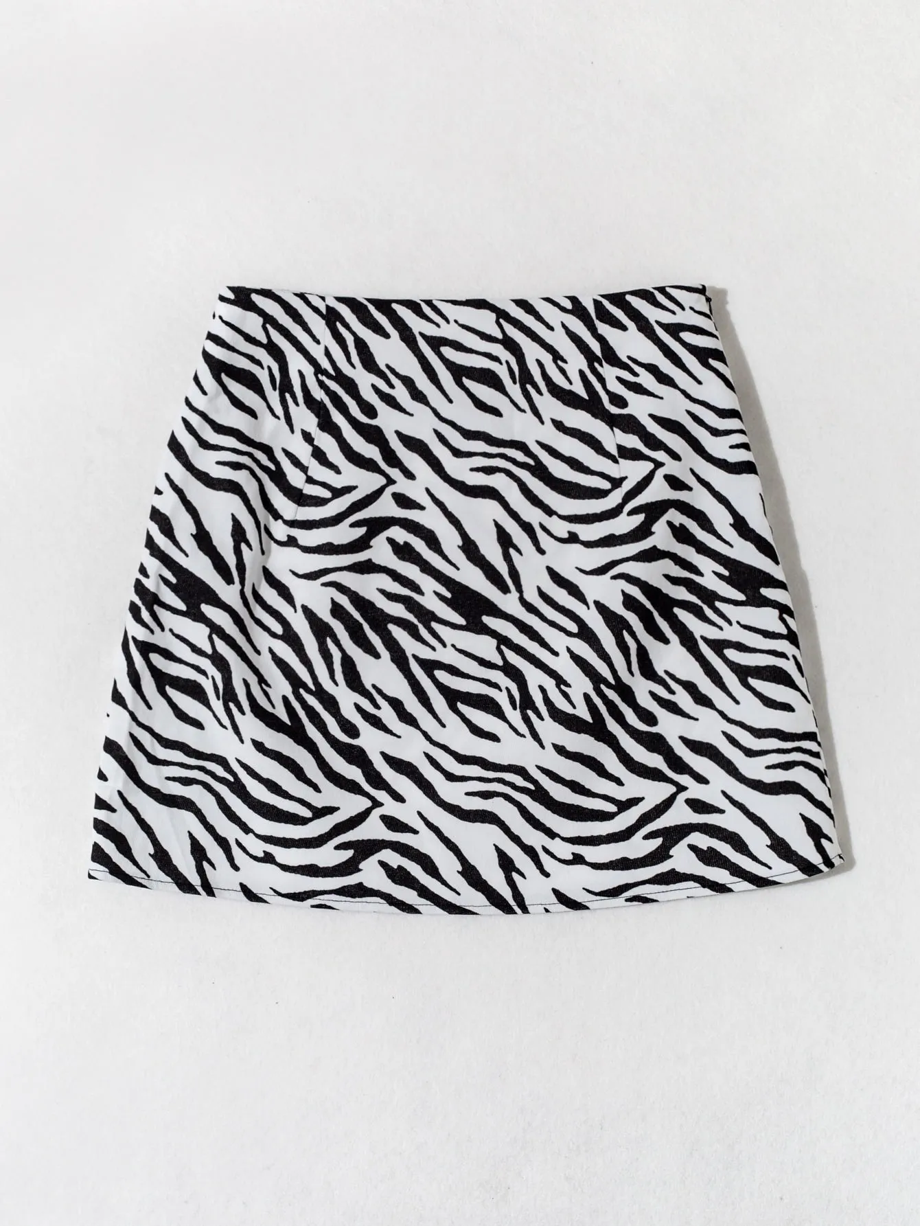 Casual Zebra Stripe Zipper Natural Mini Women Skirt