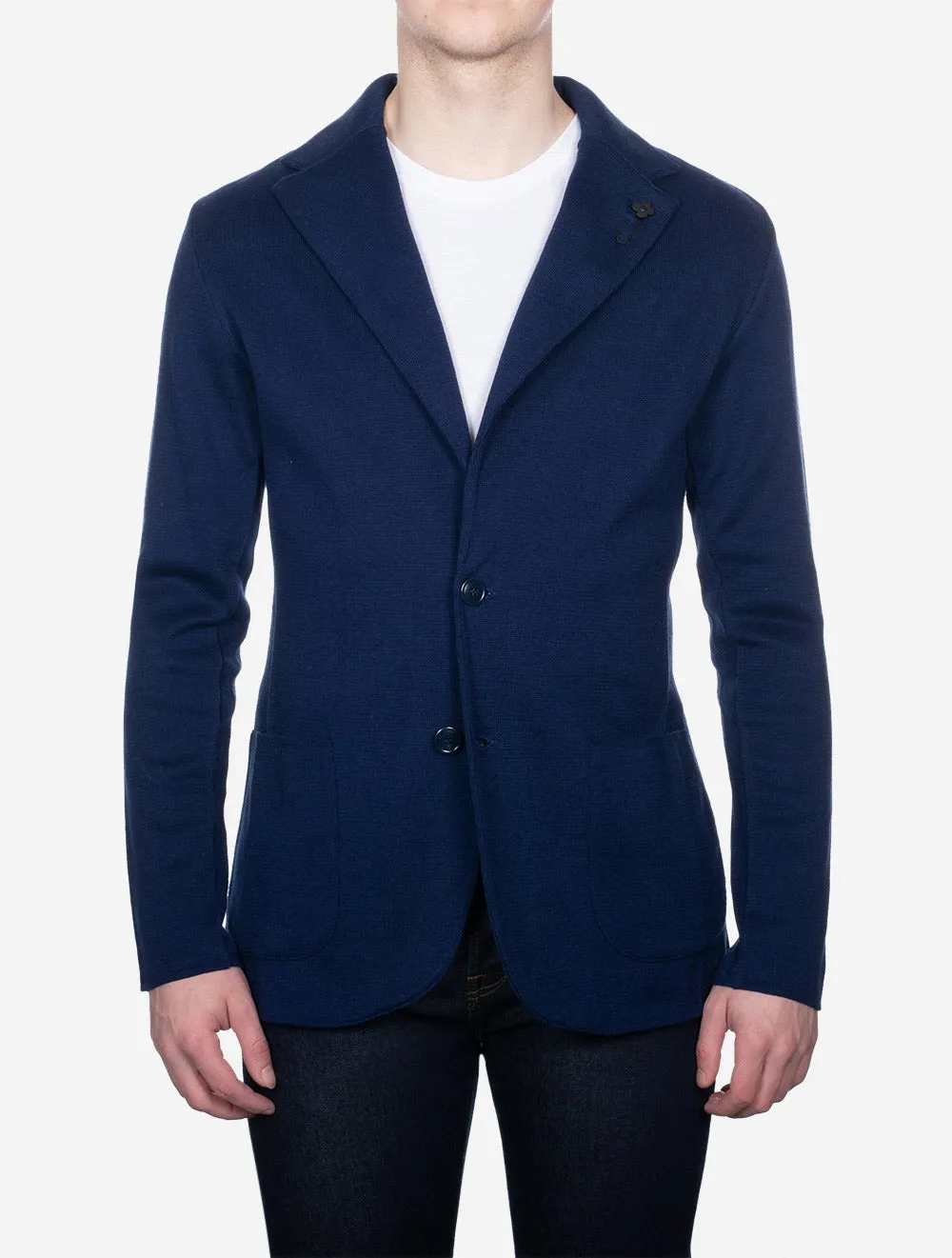 Cotton Knit Jacket Blue