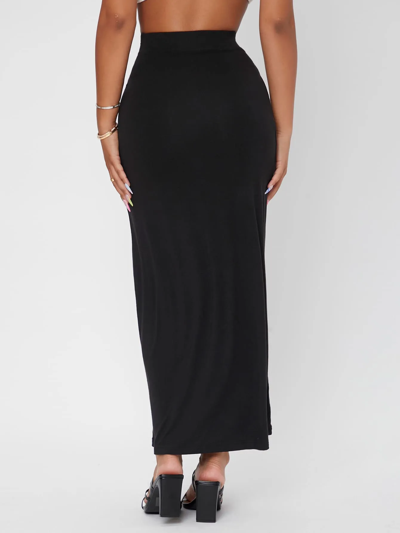 Elegant Plain High Waist Maxi Women Skirts