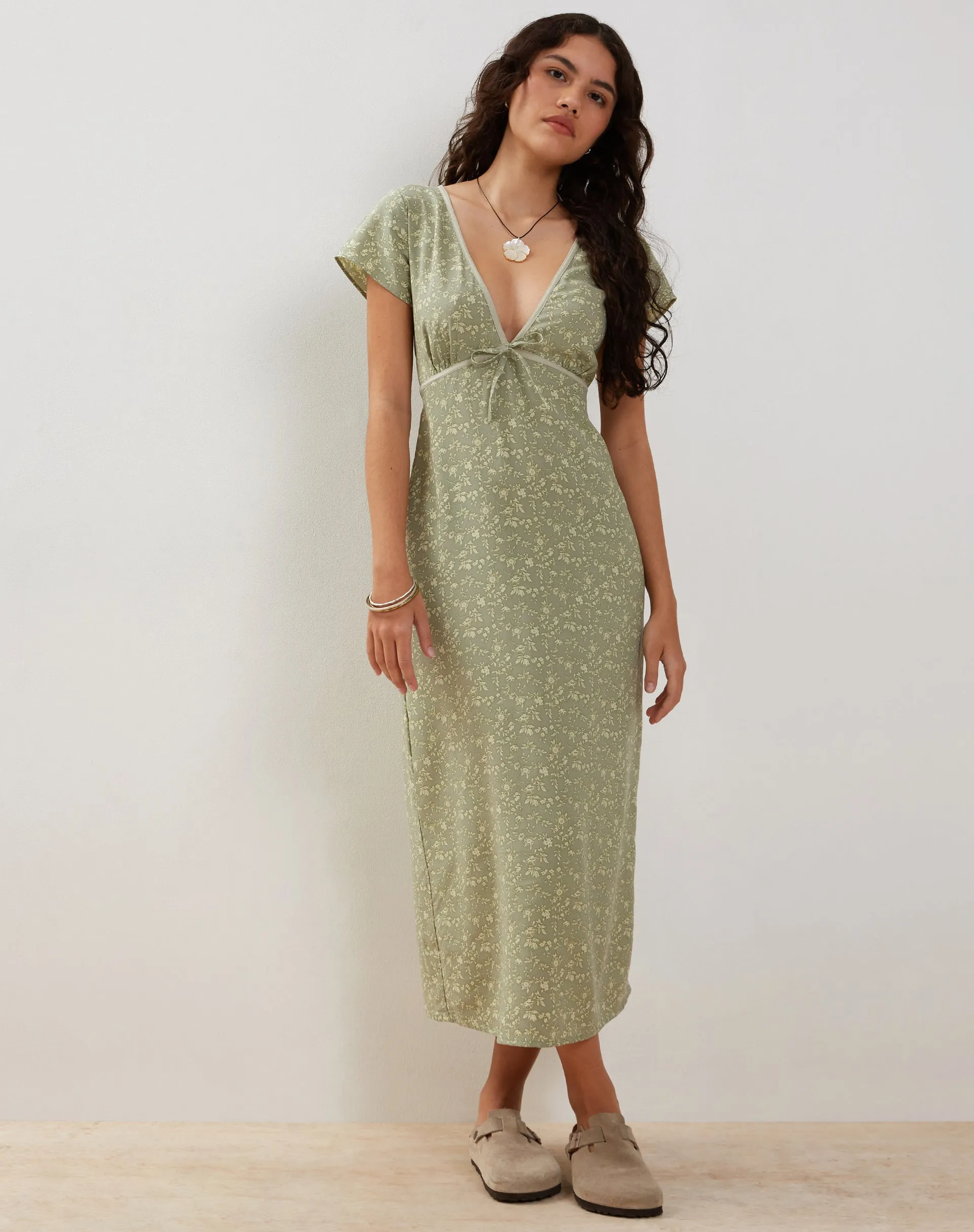 Eviaso Midi Dress in Ditsy Mix Floral Green