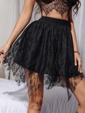 Glamorous Plain Contrast Mesh Natural Short Women Skirt