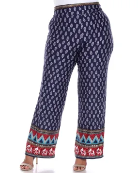 Indian Paisley Print Palazzo Pants | Navy