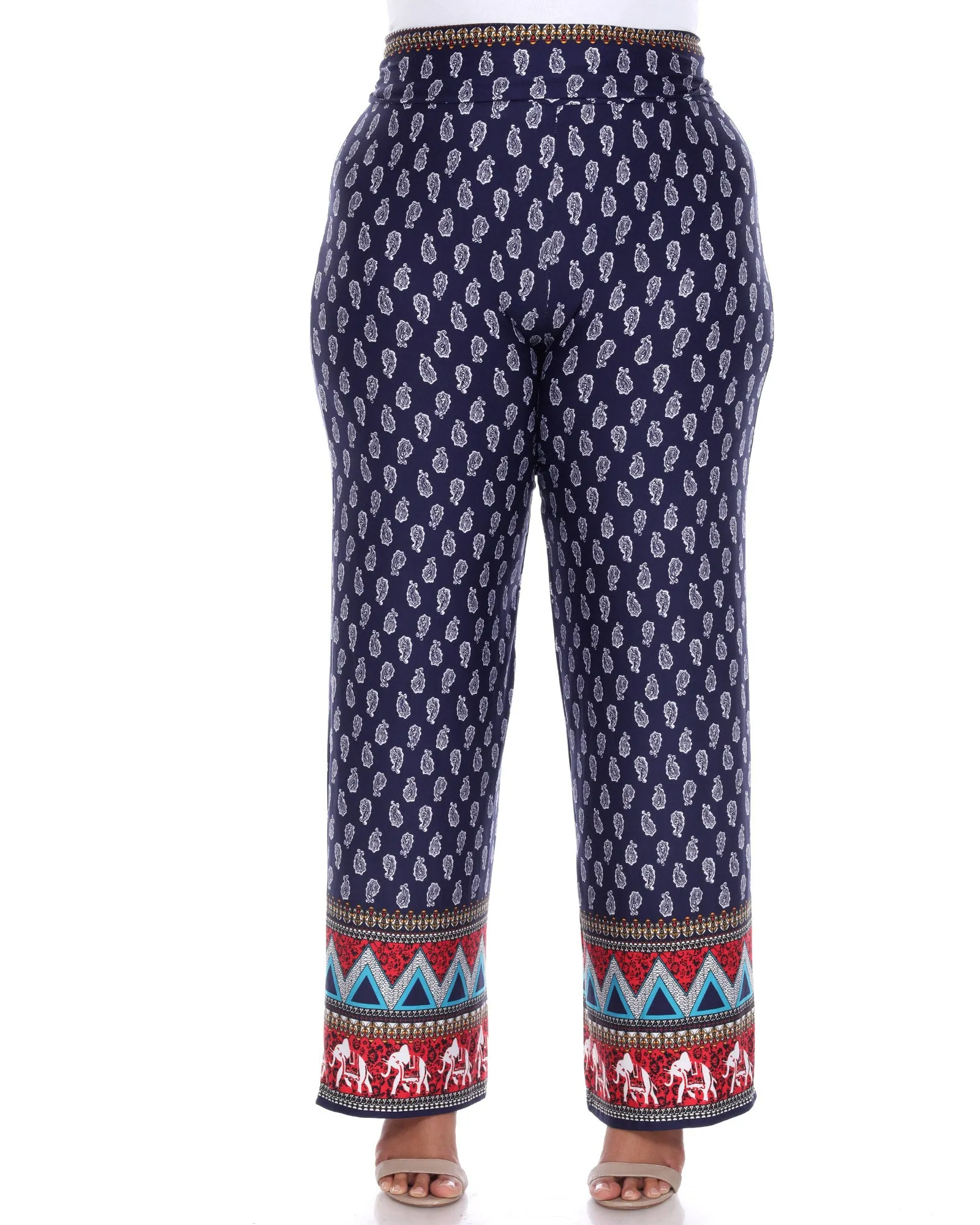 Indian Paisley Print Palazzo Pants | Navy