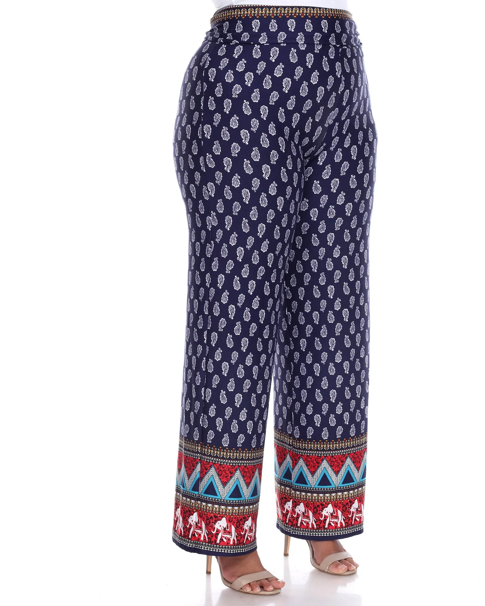 Indian Paisley Print Palazzo Pants | Navy