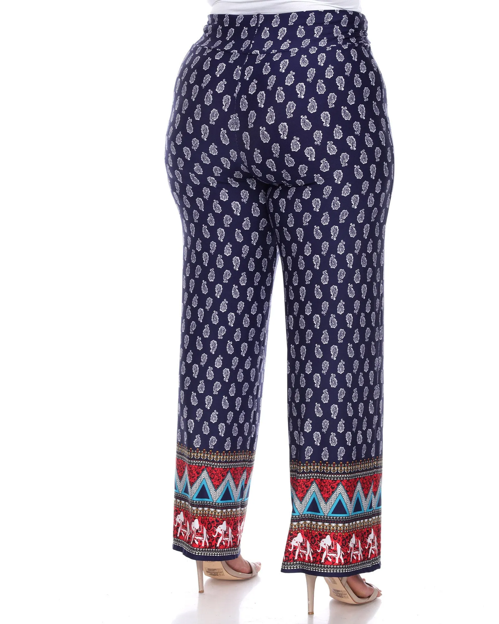 Indian Paisley Print Palazzo Pants | Navy