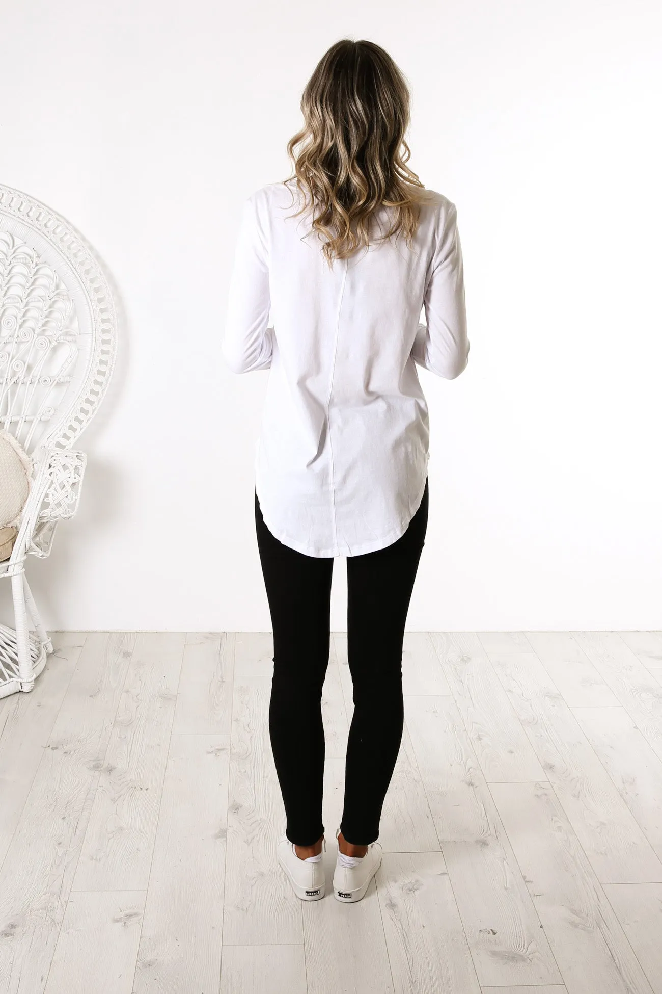 Megan Long Sleeve Top White