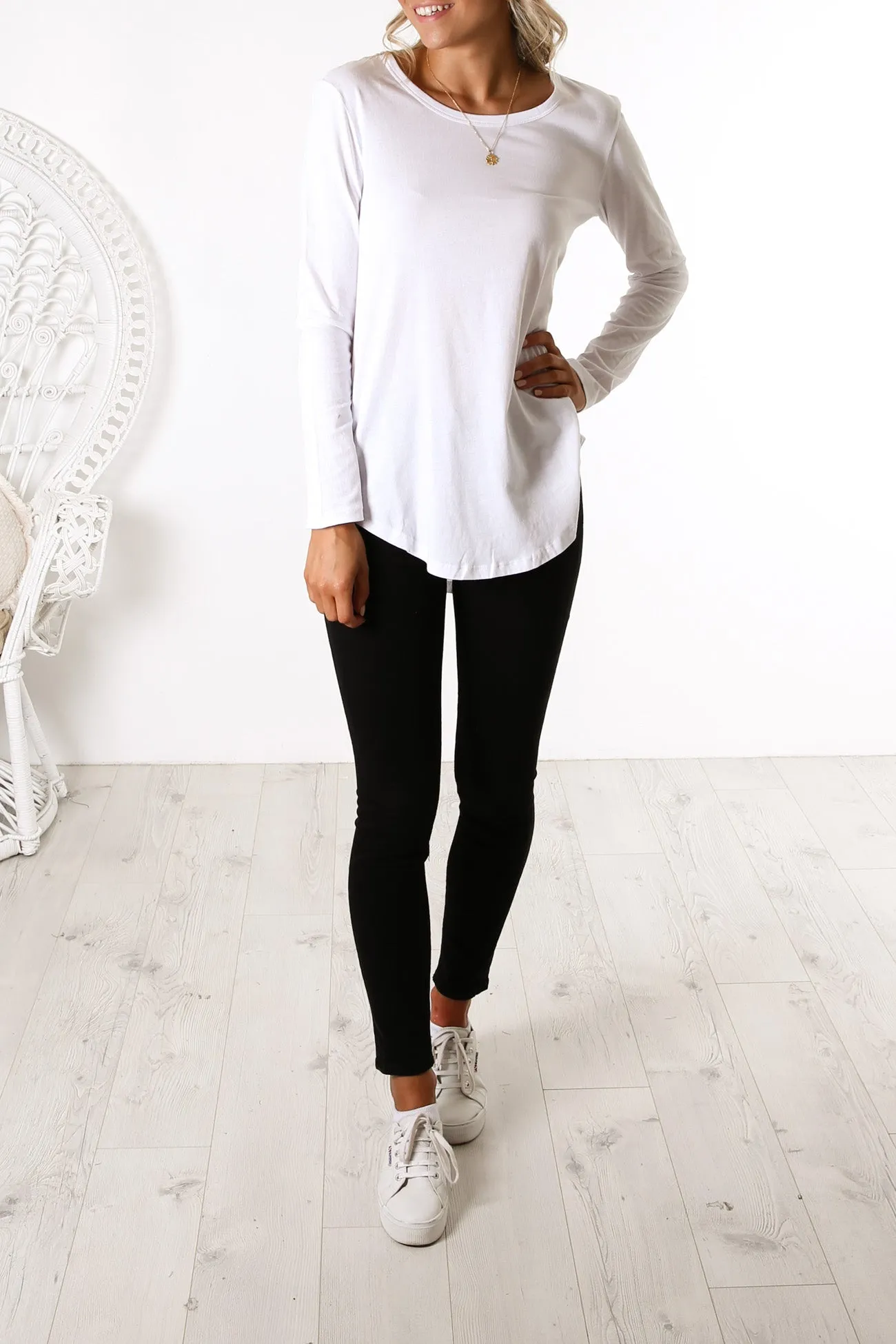 Megan Long Sleeve Top White