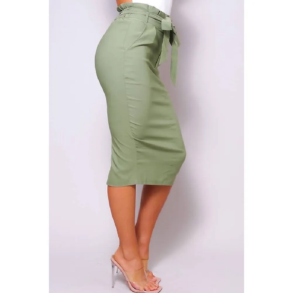 Olive Miss Donna High Waisted Midi Skirt