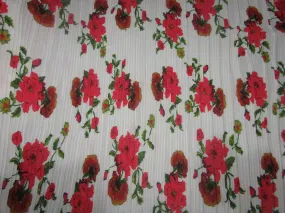 Polyester Pleated Printed Georgette White Fabric ~ 44'' wide.