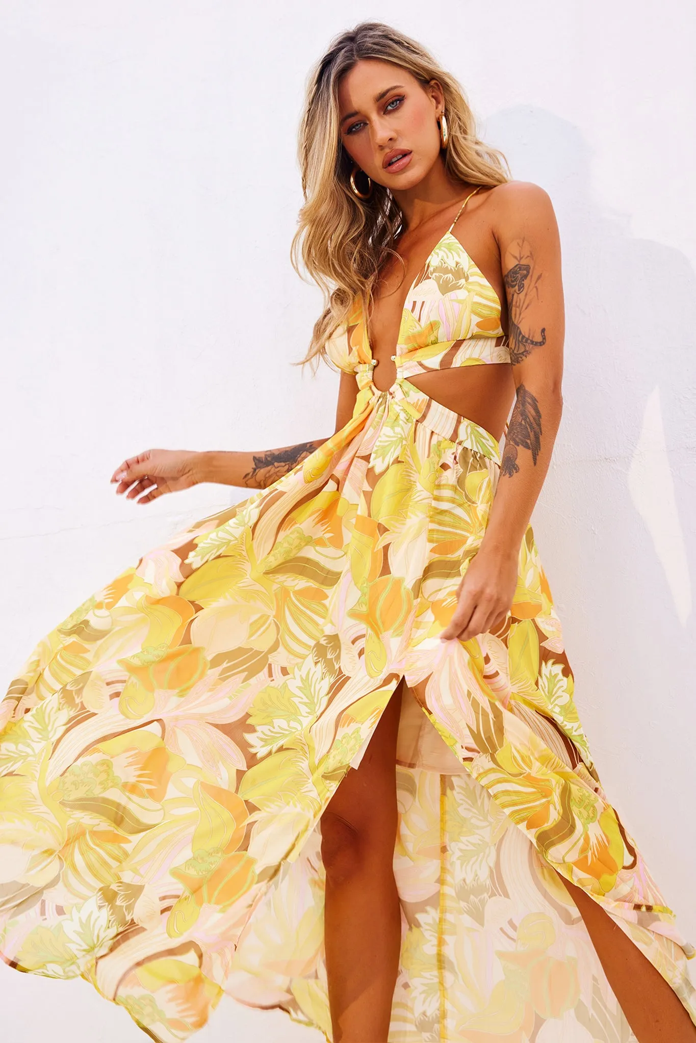 Rays Maxi Dress - Yellow Print