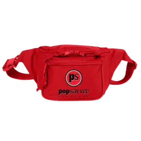 Red 3-Pocket Fanny Pack w/ Adjustable Plastic Snap Buckle & “Pop Savvee Clothing” Logo