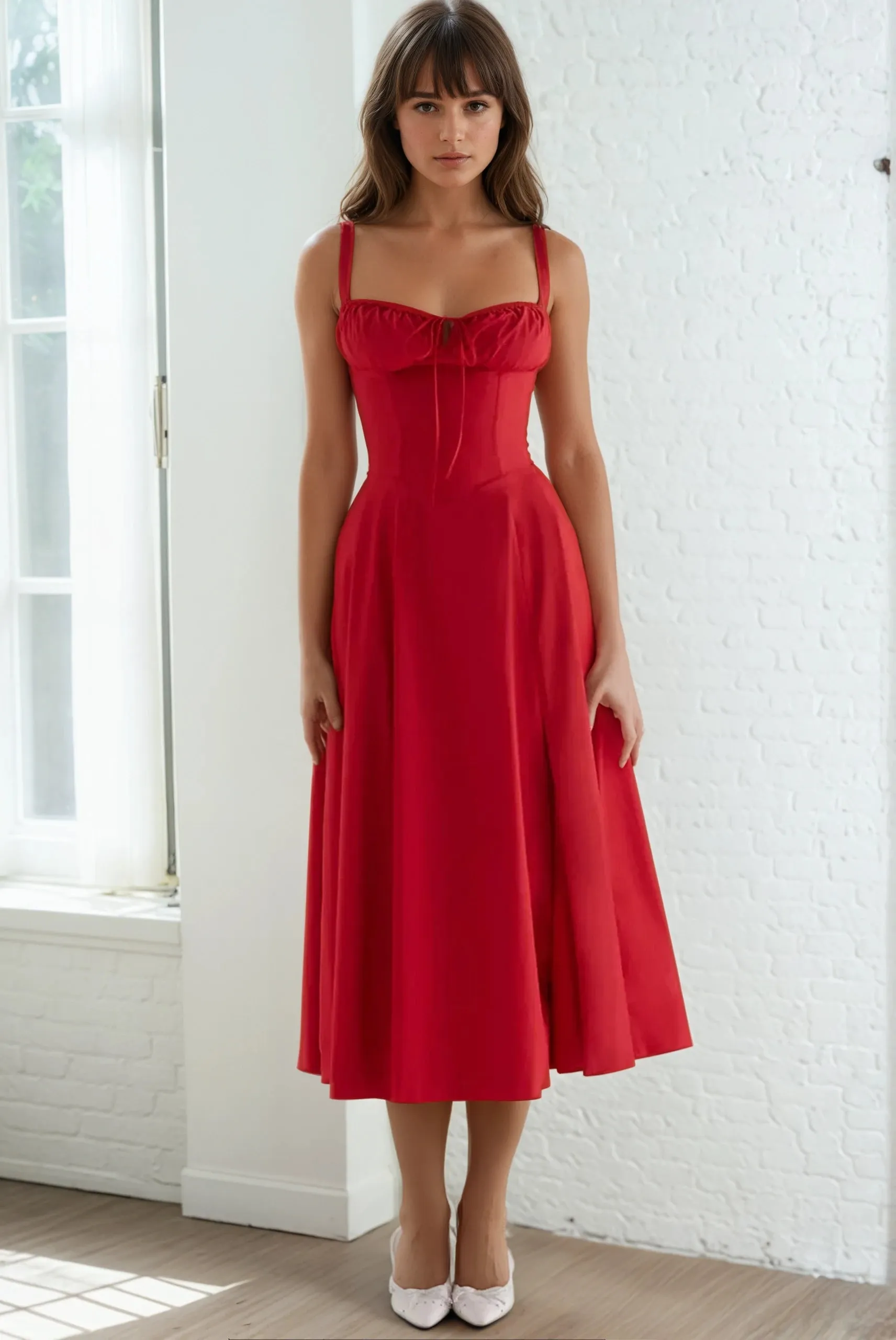 Red  maxi Bustier A-line Dress