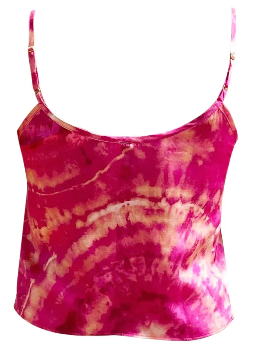 Rose Quartz Tie-Dye Silk Camisole Top