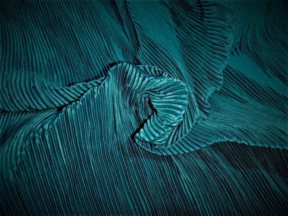 Satin Pleated Fabric Dark Teal~ 58&quot; Wide