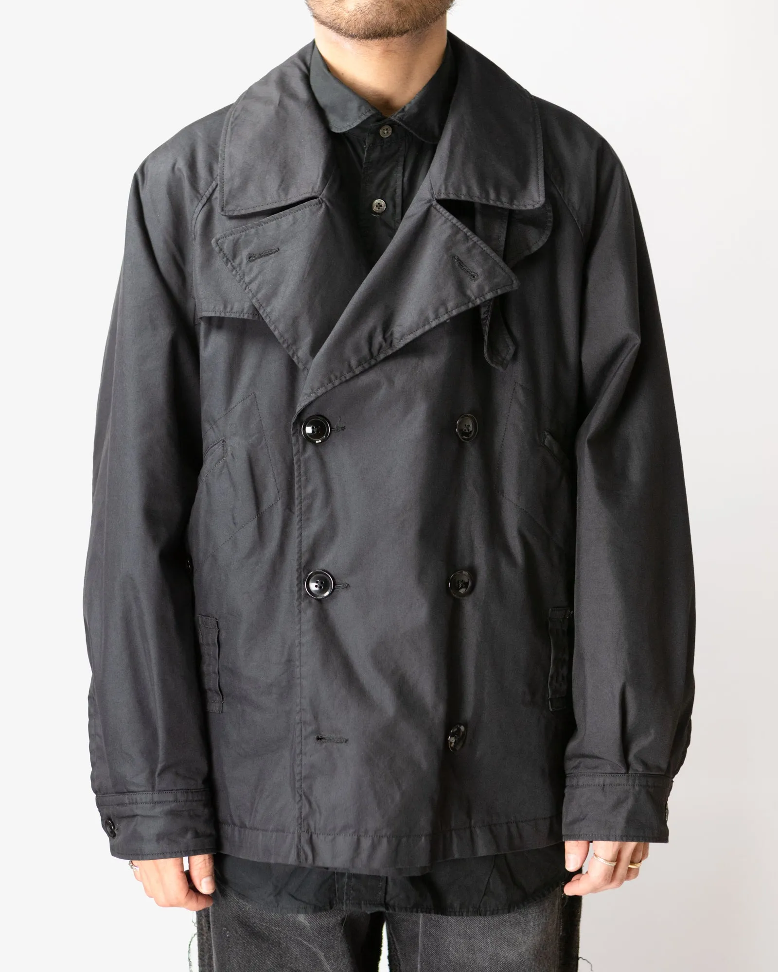 Short Trench Jacket – Black Nyco Twill