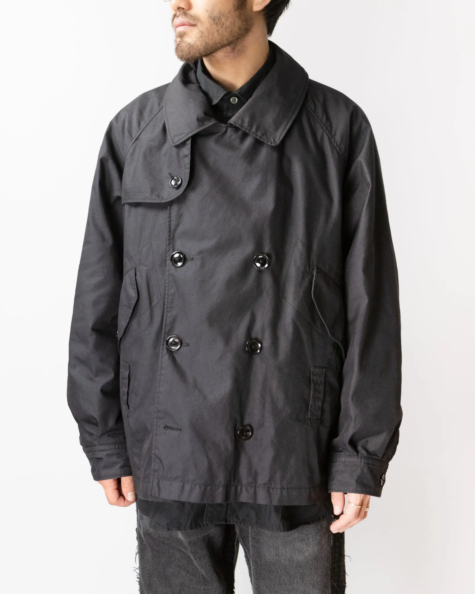 Short Trench Jacket – Black Nyco Twill