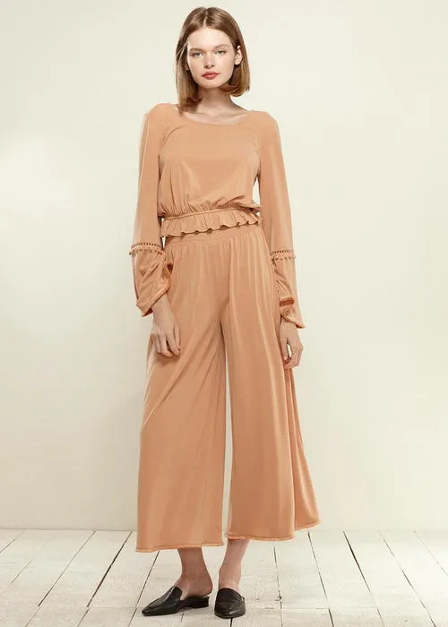 Smocked Waist Wide Leg Palazzo Pants