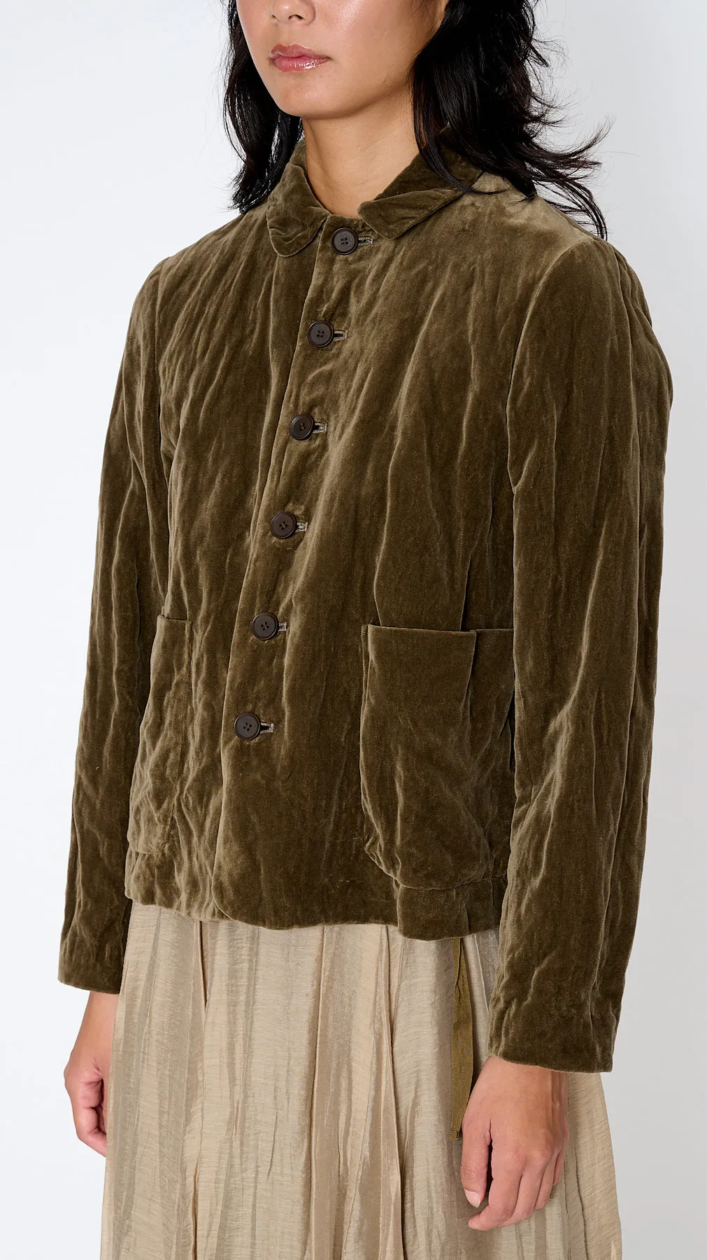 Stainless Velvet Yarn Jacket in Khaki