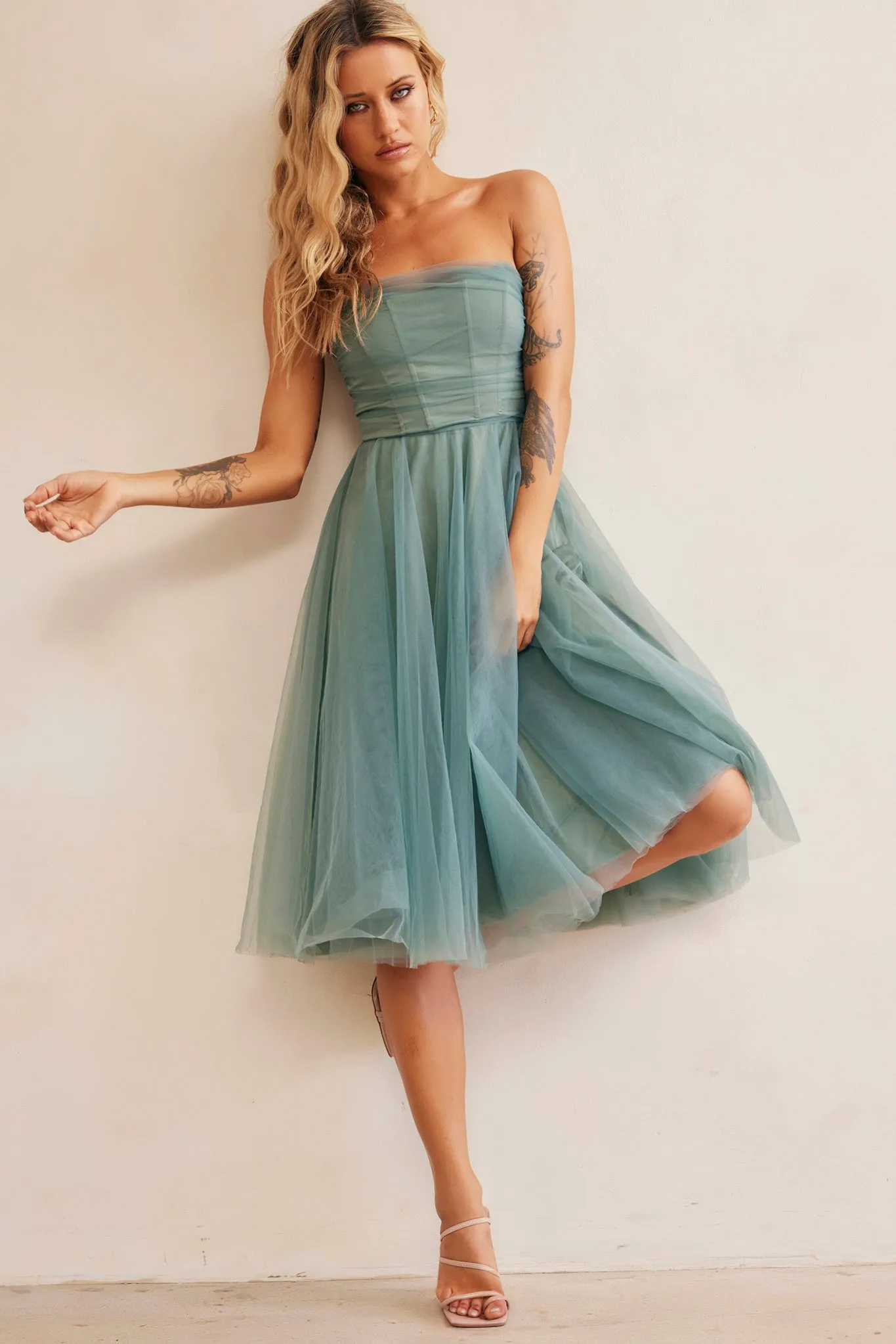 Swingin' It Midi Dress - Sage