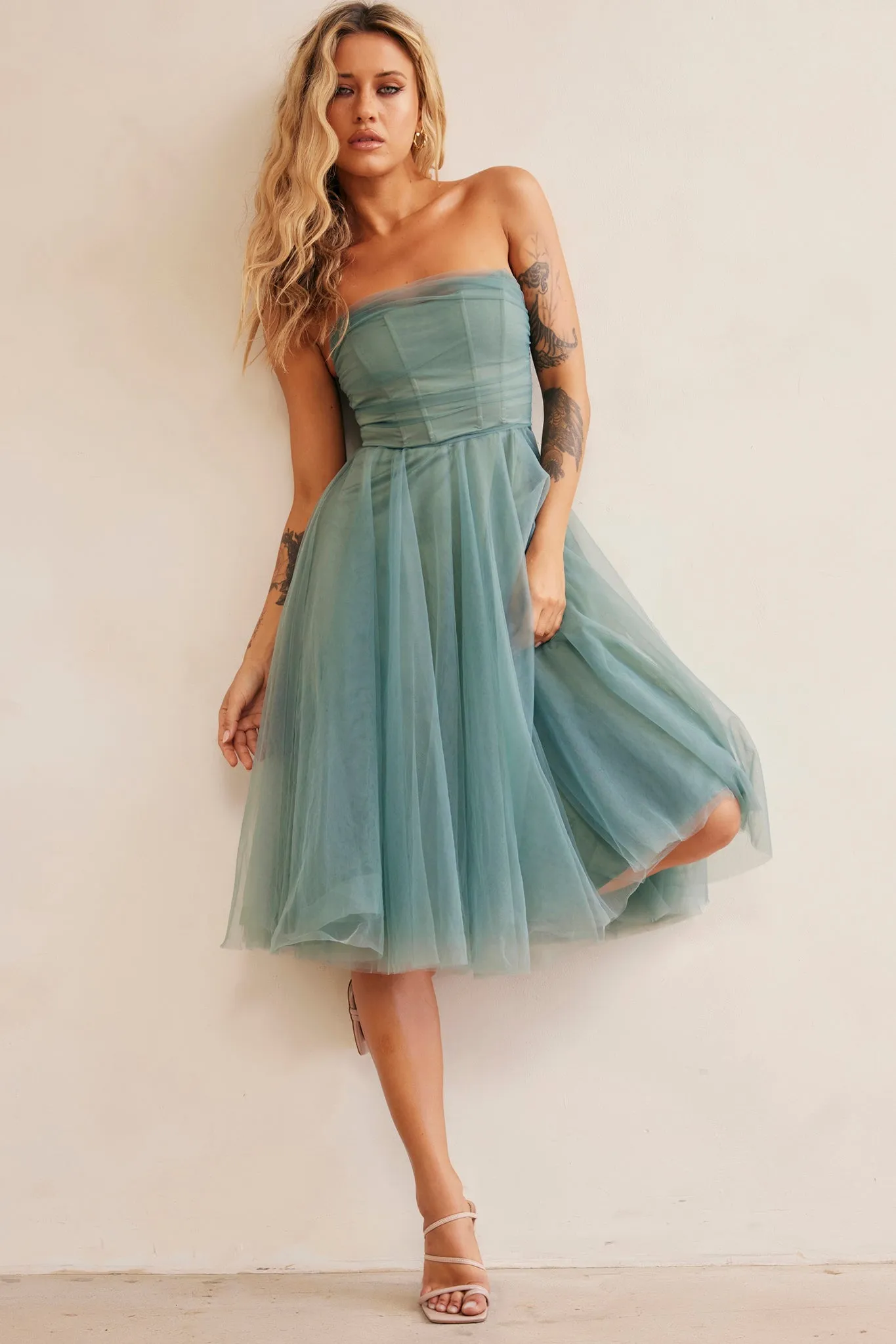 Swingin' It Midi Dress - Sage