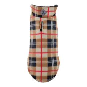 Tan Plaid Fargo Fleece Reversible Dog Jacket