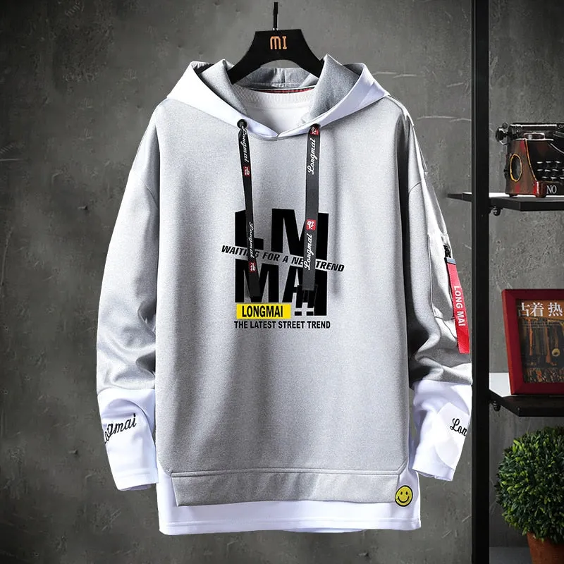 xiangtuibao Contrast Color Streetwear Hoodies Men Brand Tops Black White Sweatshirt Men Hip Hop Hoodies Cool Patchwork Pullover 3/4 Sleeve